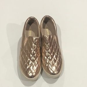 Heeled Rose Gold Slip On Sneakers Sz. 40